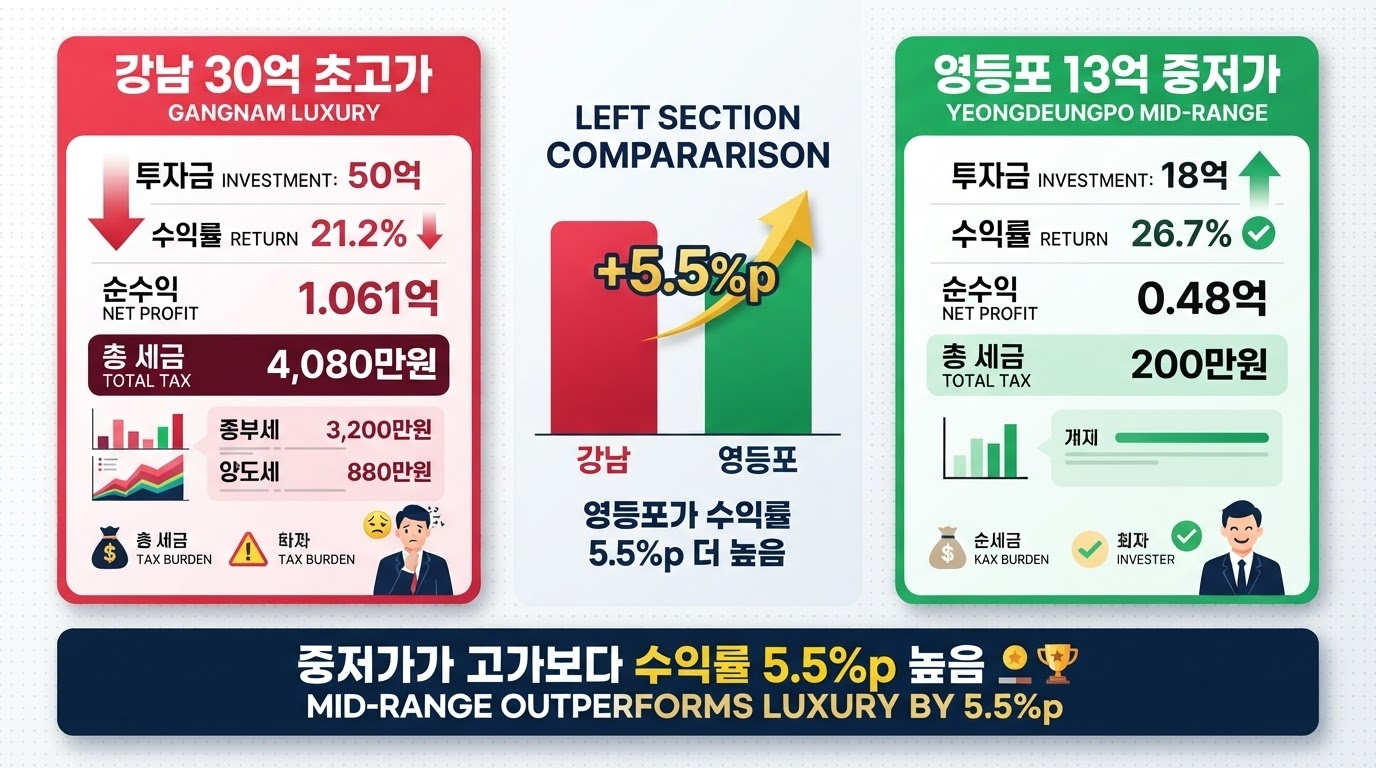 강남 vs 영등포 투자수익률 비교 인포그래픽