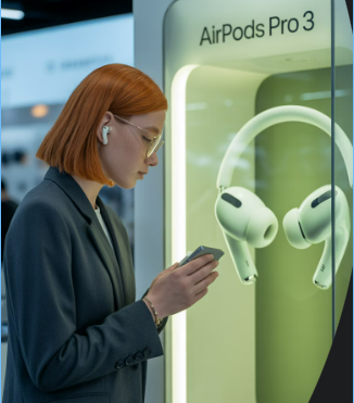 에어팟을 쓰고 있는 여성