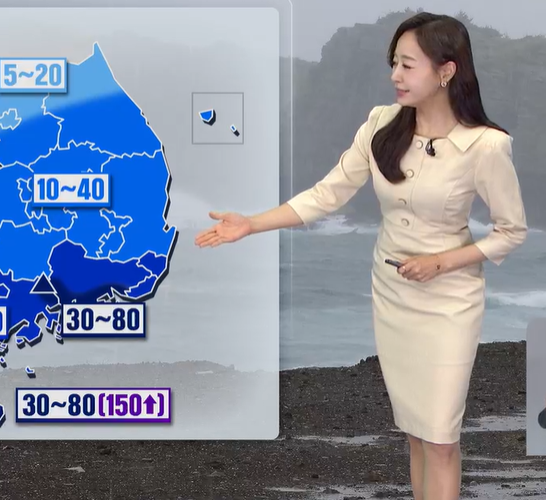 노은지 기상캐스터 2026년 4월 KBS 날씨 강수량 지도 옆모습