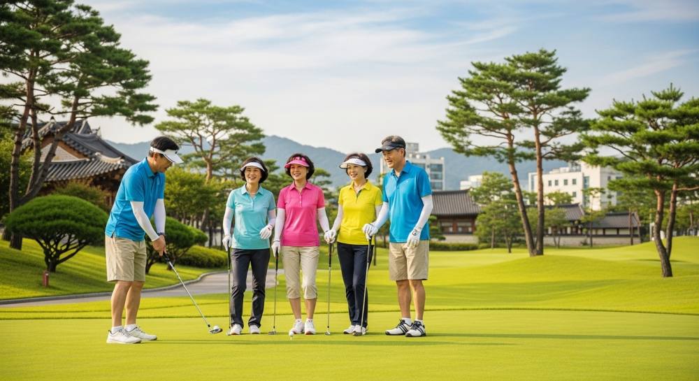 파크골프를 즐기는 중장년층 사진