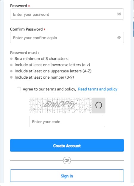 회원가입 정보 입력화면 2