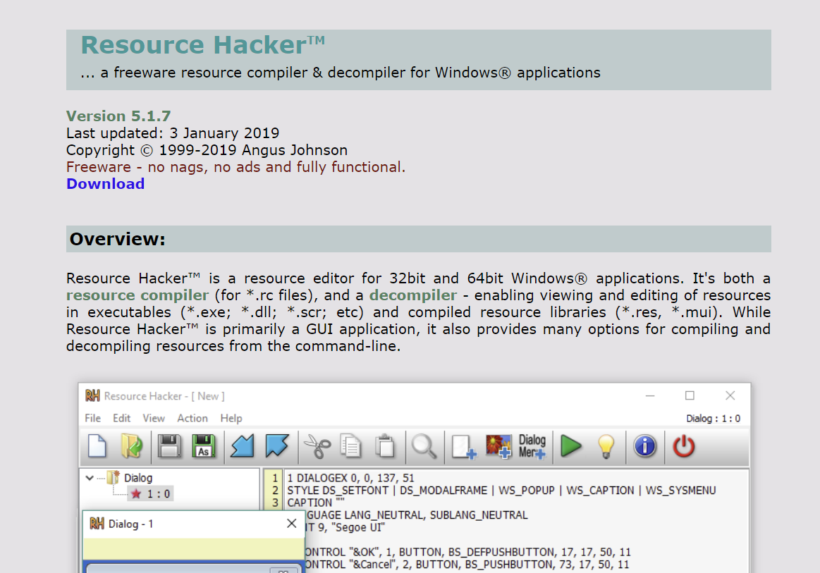 리소스해커 홈페이지