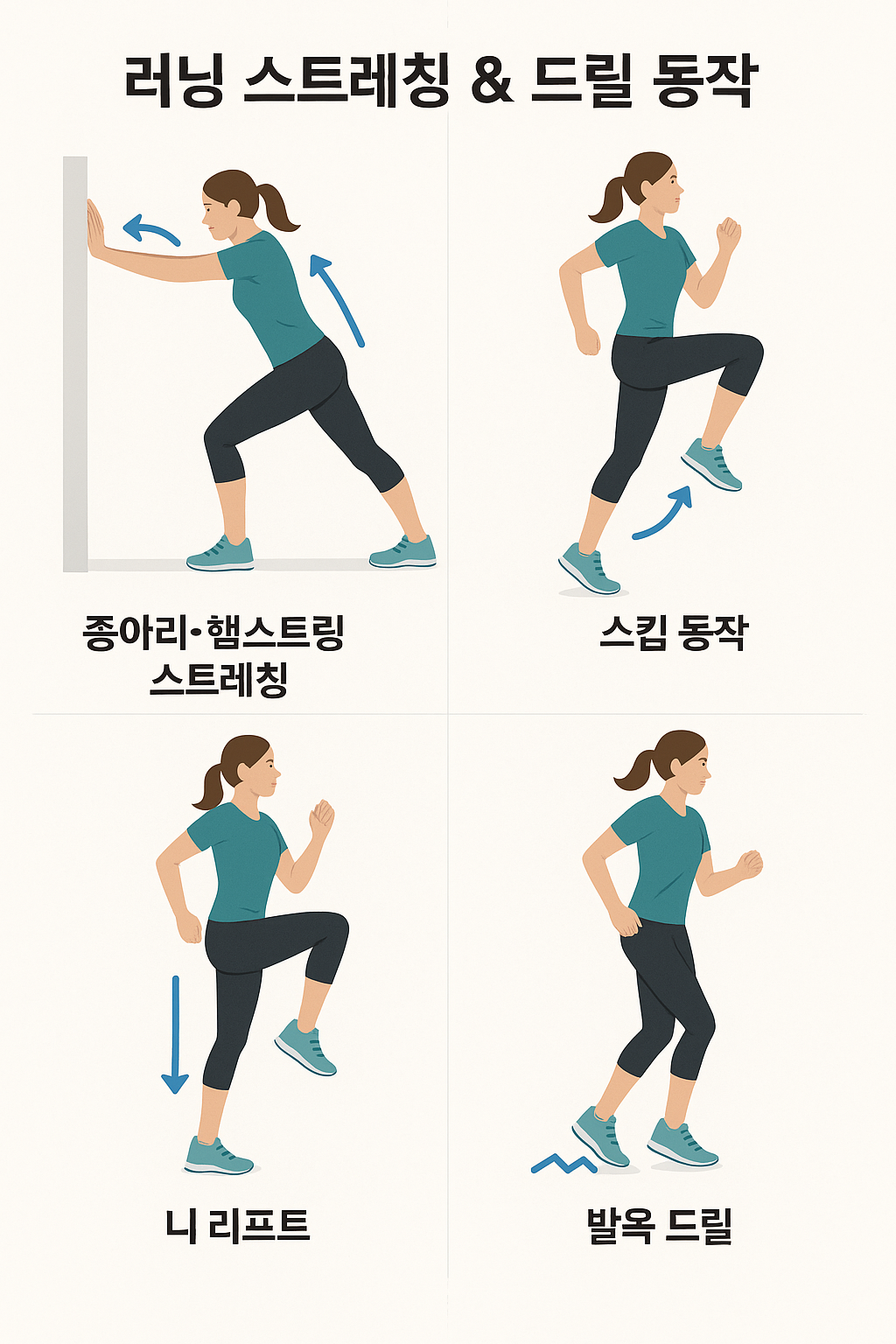 러닝 스트레칭과 러닝드릴