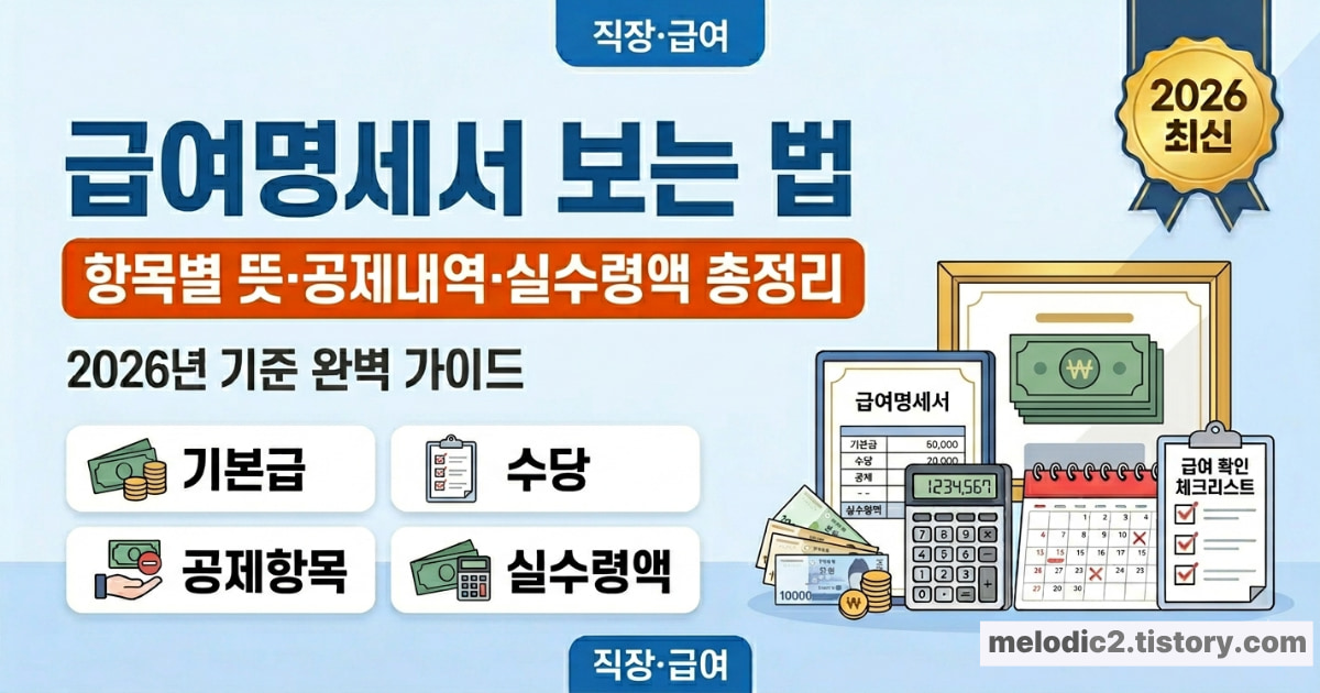 급여명세서 보는 법 2026 항목별 뜻 공제내역 실수령액 총정리