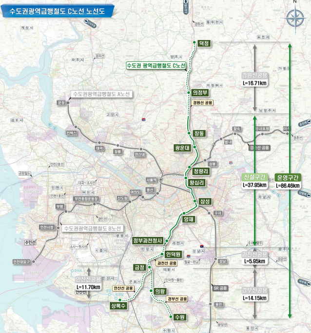 수도권광역급행철도 C노선 노선도