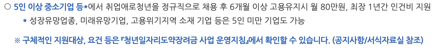 청년 일자리 도약 장려금