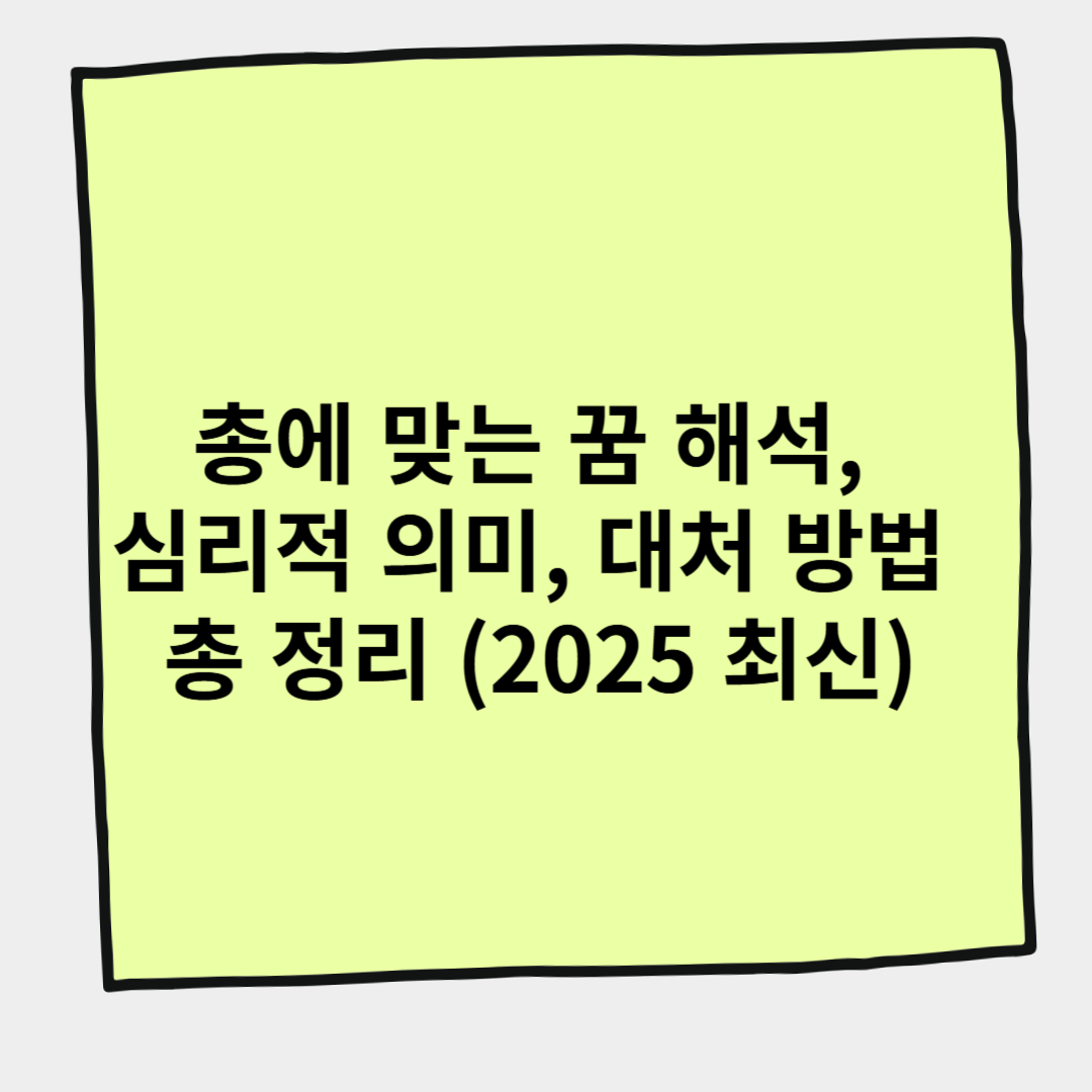 총에 맞는 꿈 해석, 심리적 의미, 대처 방법 총 정리 (2025 최신)