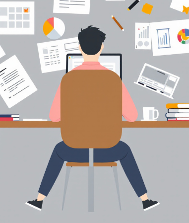 자격증 취득 준비 일러스트 이미지