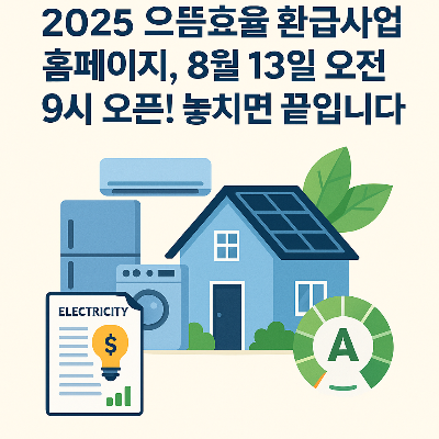 2025 으뜸효율 환급사업 홈페이지&amp;#44; 8월 13일 오전 9시 오픈