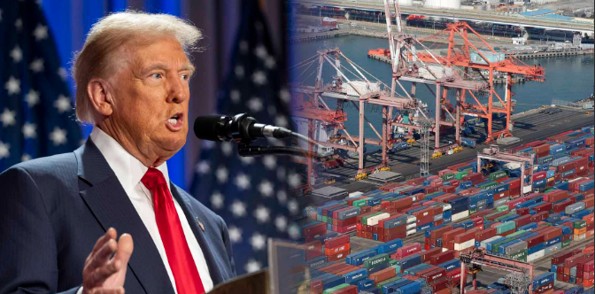 트럼프의 관세 정책 발표 모습