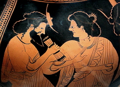 암포라-도기에-새겨진-제우스와-마이아