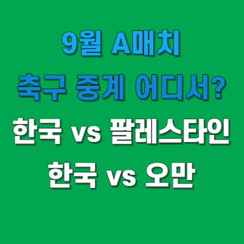 한국 대 팔레스타인, 오만 9월 A매치 축구 중계 무료보기