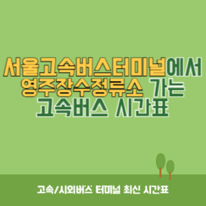 서울고속버스터미널에서 영주장수정류소 가는 고속버스 시간표 최신정보