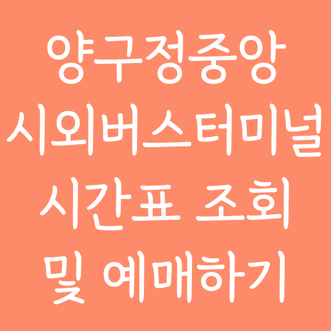 양구정중앙 시외버스터미널 시간표조회 및 예매하기