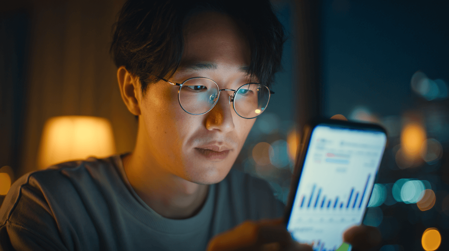 핸드폰-주식-차트를-보고-있는-사람
