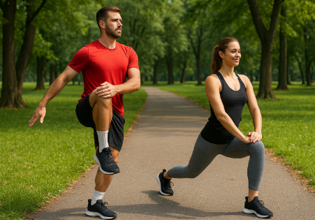 스트레칭 하고있는 러너들 이미지