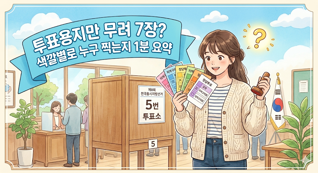 2026년 지방선거 투표용지 7장 색상 종류 교육감 단체장 구의원 구분