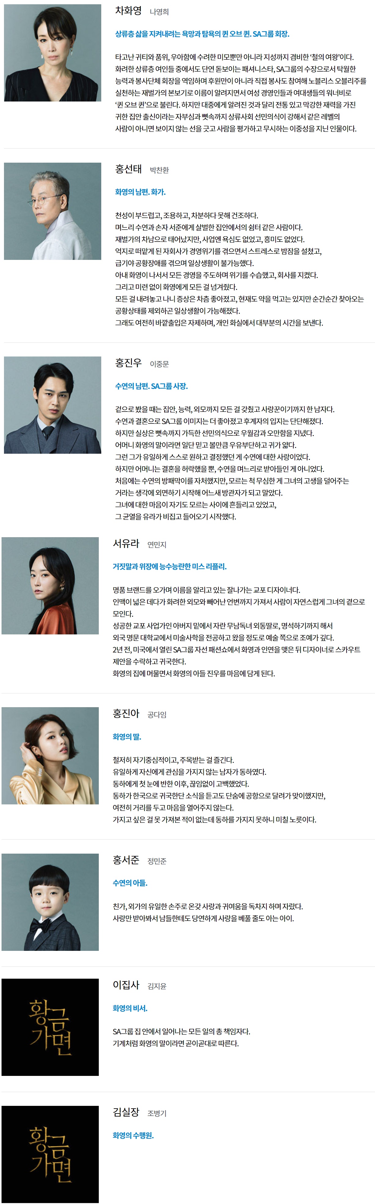 황금가면 등장인물