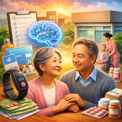 치매에 대처하기 위한 방법들을 표현한 이미지