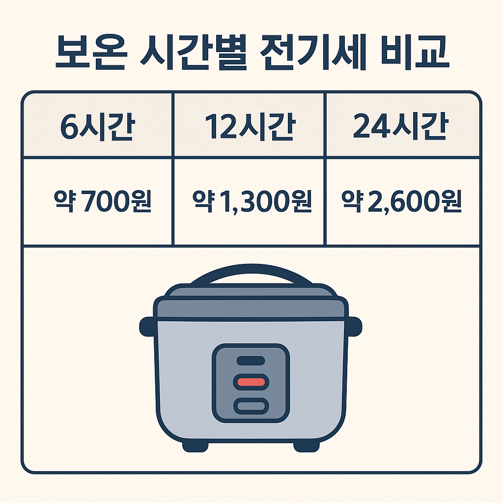 보온 시간별 전기세 비교 인포그래픽