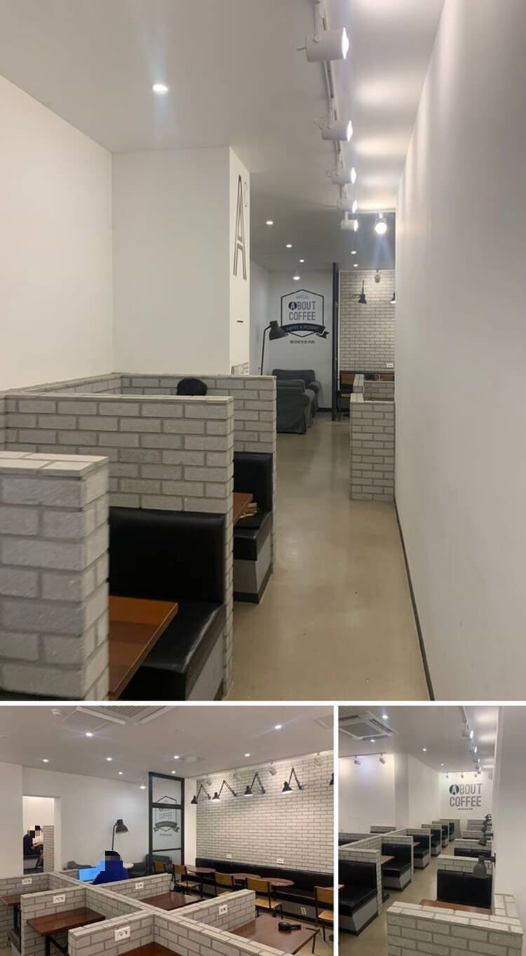 복도 쪽을 지나 보이는 독서실 같은 자리