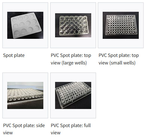 spot plate, reaction plate, color test plate, spotting tile