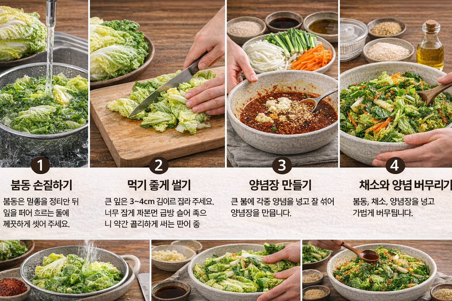 봄동겉절이 만드는 과정