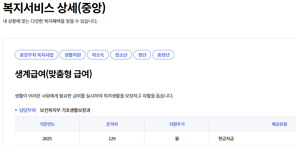 생계급여 신청 : 맞춤형 급여 신청