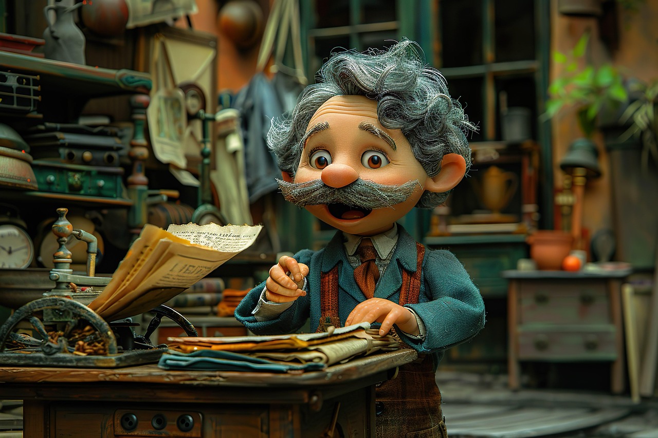 책상에 앉아 책을 읽고 있는 할아버지