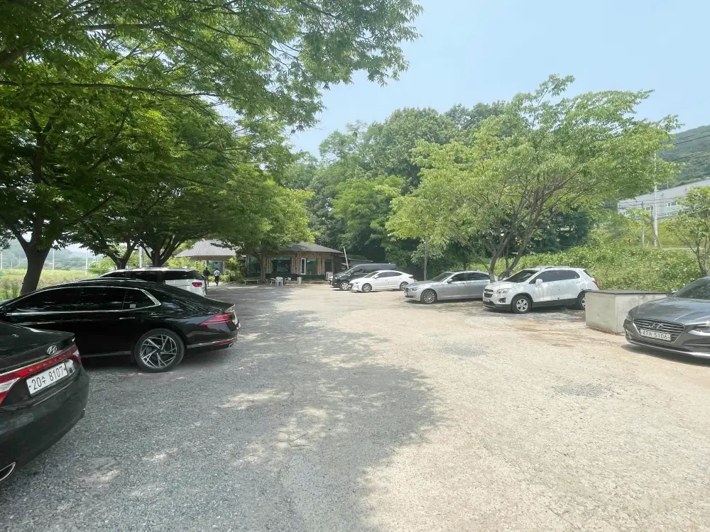 주차장 모습 차가 많이 주차되어 있는 모습