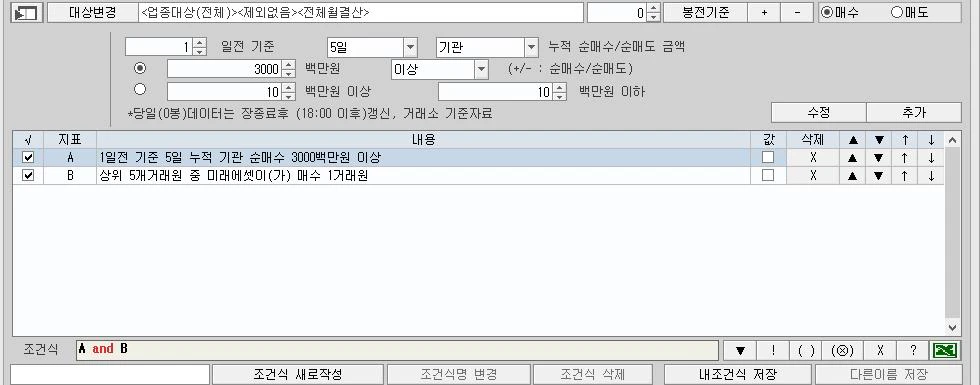 기관-거래원-검색식