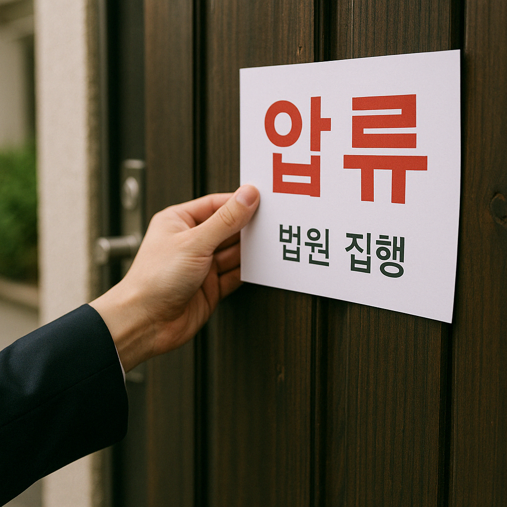 채무자 부동산 압류 과정 연출 이미지