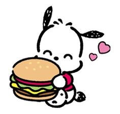 햄버거를-들고있는-강아지