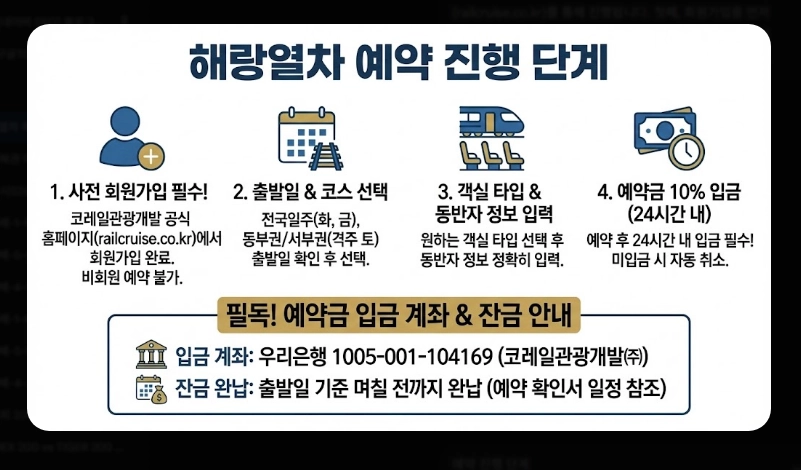 해랑열차 예약 방법 [2026년 최신] 객실별 가격 비교 및 예약 성공 실전 팁