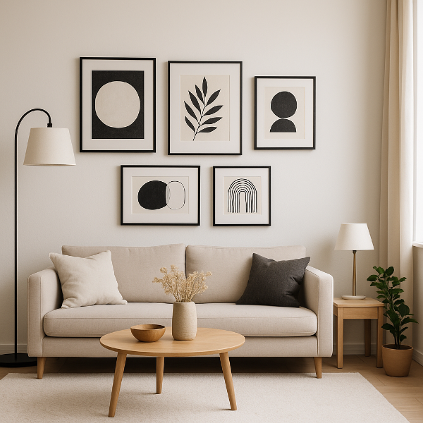 벽면 아트와 액자로 세련된 거실 분위기 연출 관련 사진
