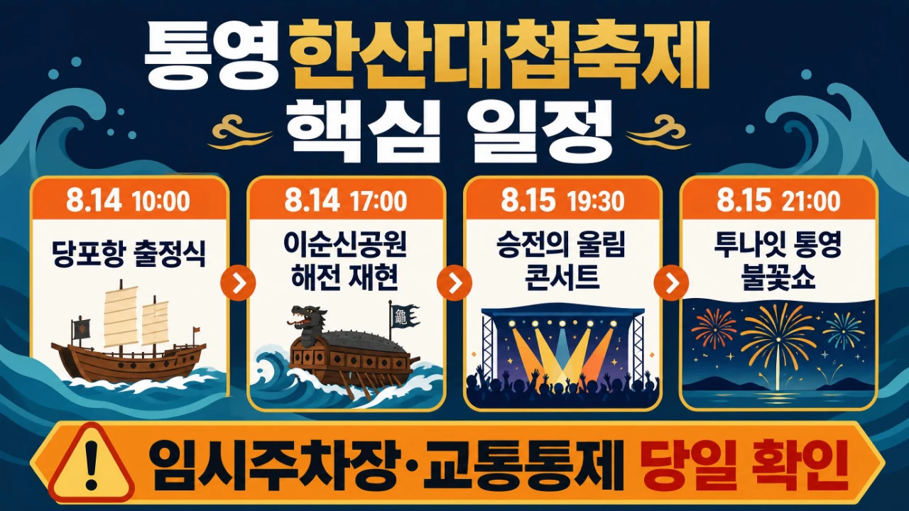 통영한산대첩축제 출정식 해전 재현 콘서트 불꽃쇼 시간과 교통 체크리스트