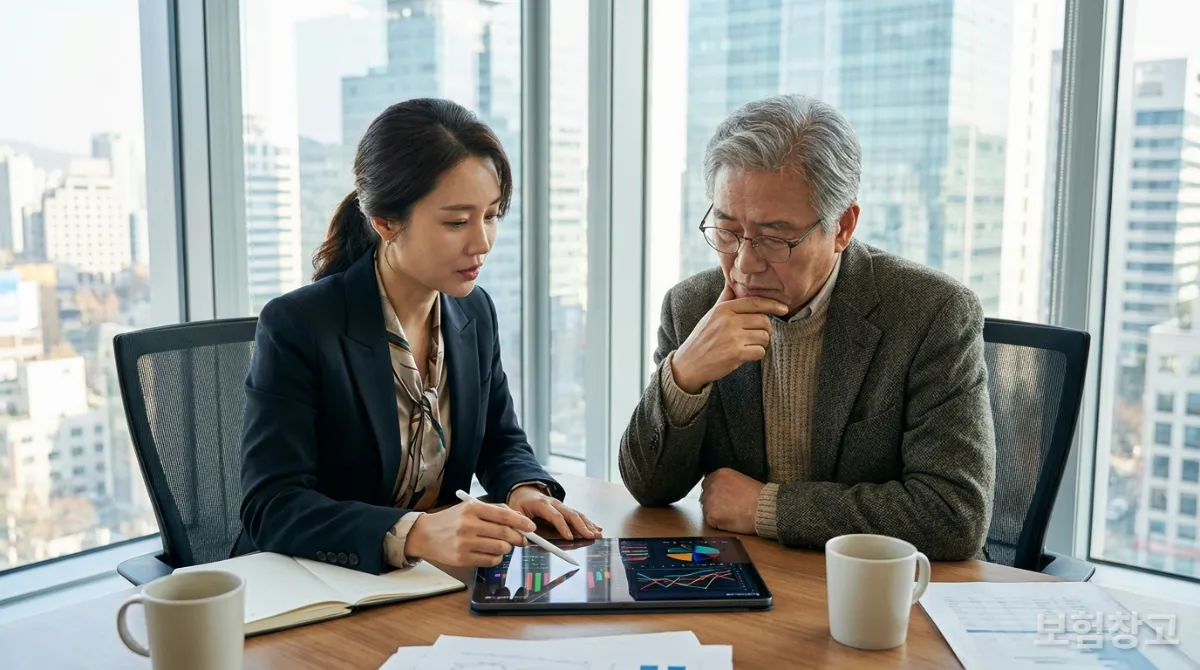 세금 문제에 대해 상담하는 한국인 금융 전문가와 고객
