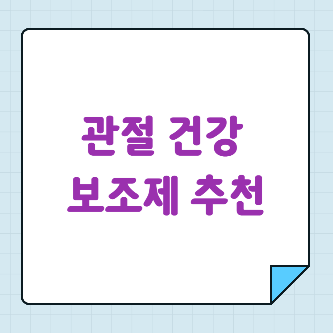 관절 건강 보조제 추천