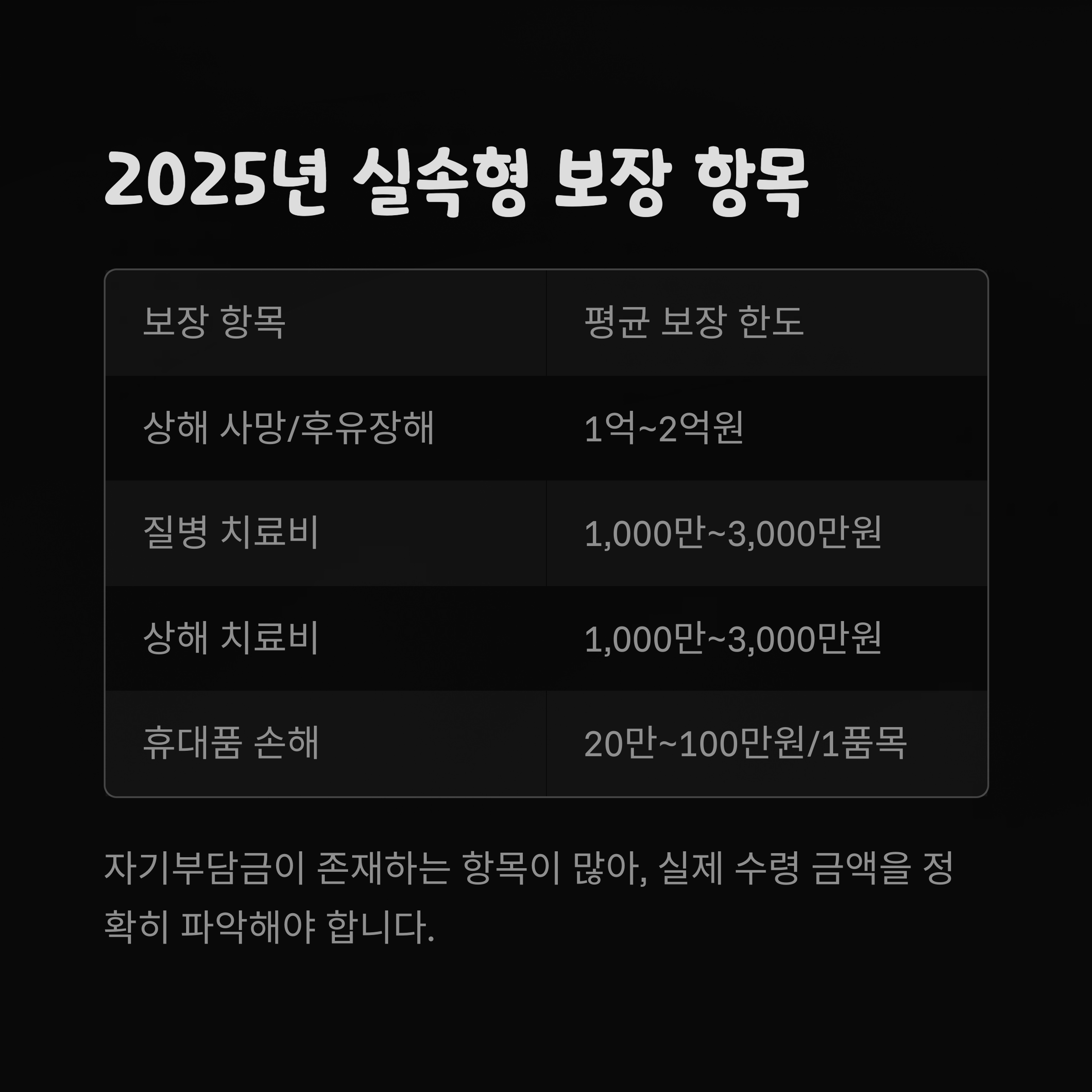 2025년 실속형 보장 항목