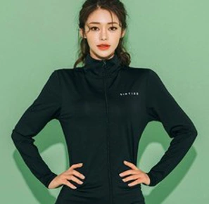 여성 집업 래쉬가드 수영복 상의 긴팔 브이넥 비치웨어 SW19620F&#44; 블랙/M[66]