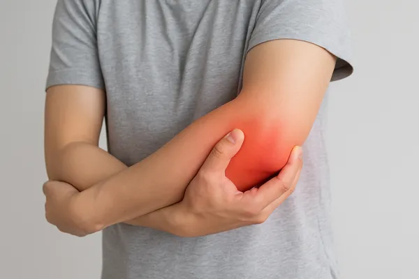 팔꿈치 통증 부위 붉은 자극