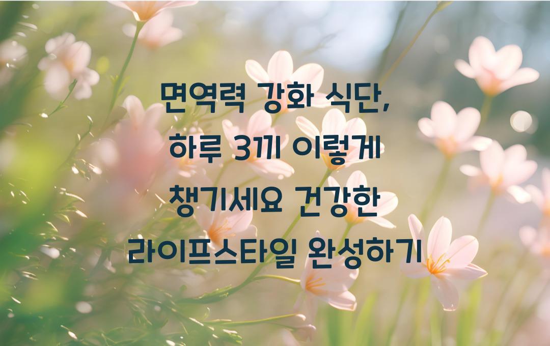  면역력 강화 식단, 하루 3끼 이렇게 드세요