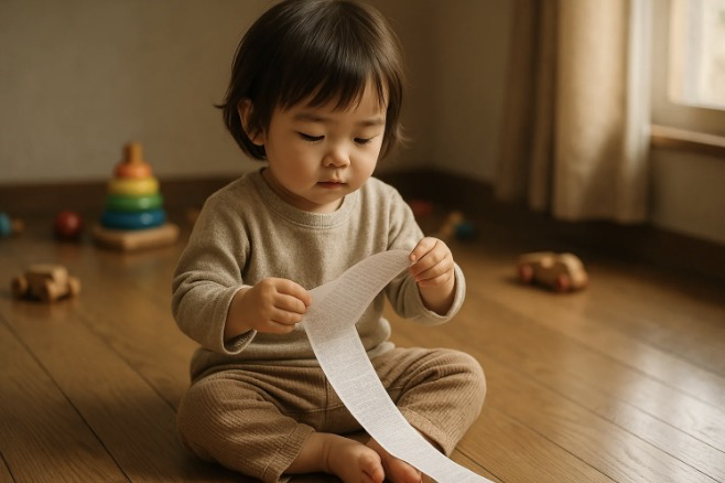 영수증을 손에 쥐던 아이