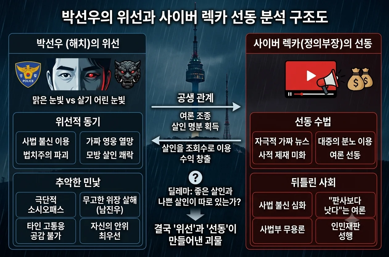 영화 베테랑 2 연쇄살인범 해치 박선우 살인 동기 및 사이버 렉카 선동 분석