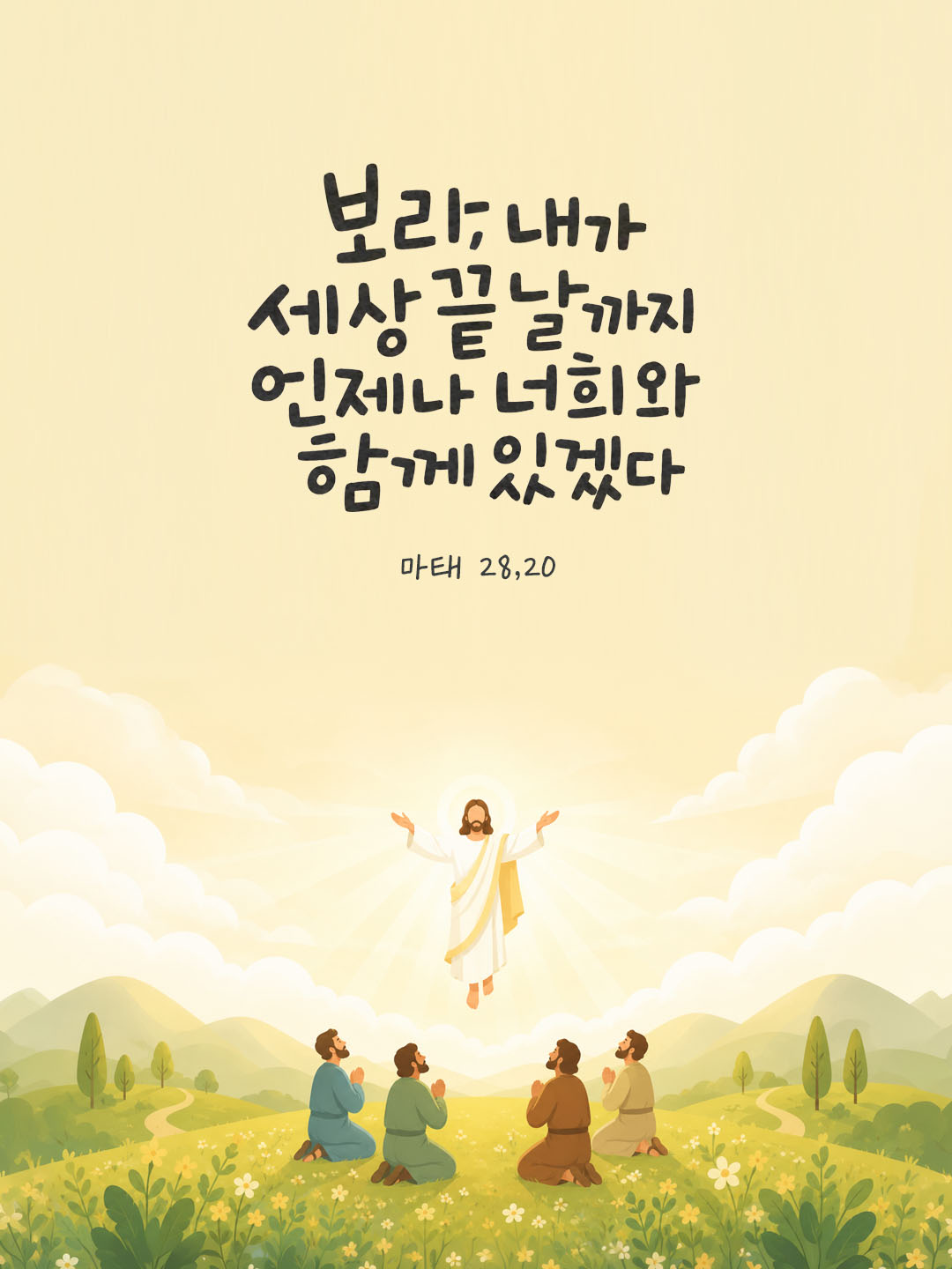 오늘 말씀카드 마태오복음 28장 20절 성경구절 이미지