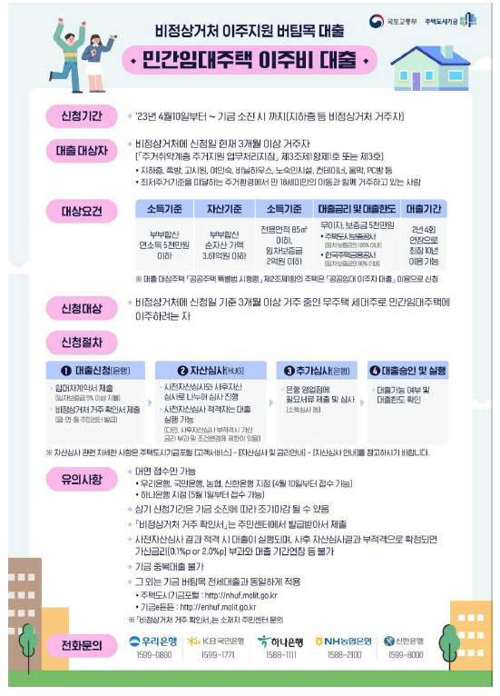 비정상거처 이주지원 버팀목 대출