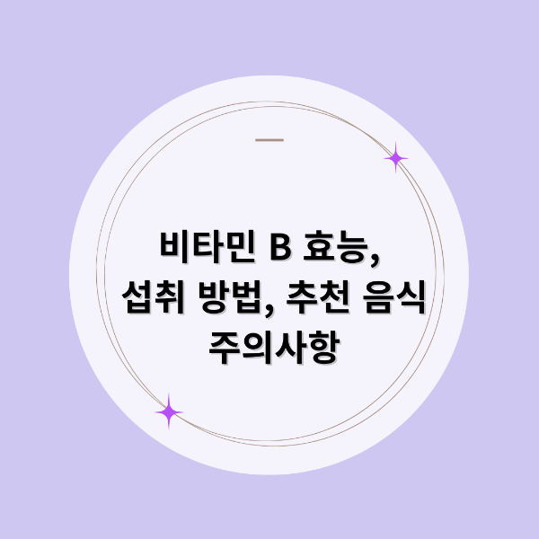 비타민 B 효능, 효과적인 섭취 방법, 추천 음식, 주의사항