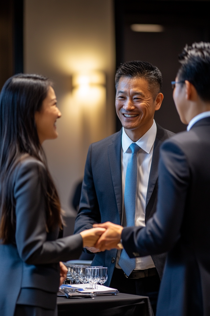정장 입은 사람과 악수하는 꿈: 직업적 성공의 신호