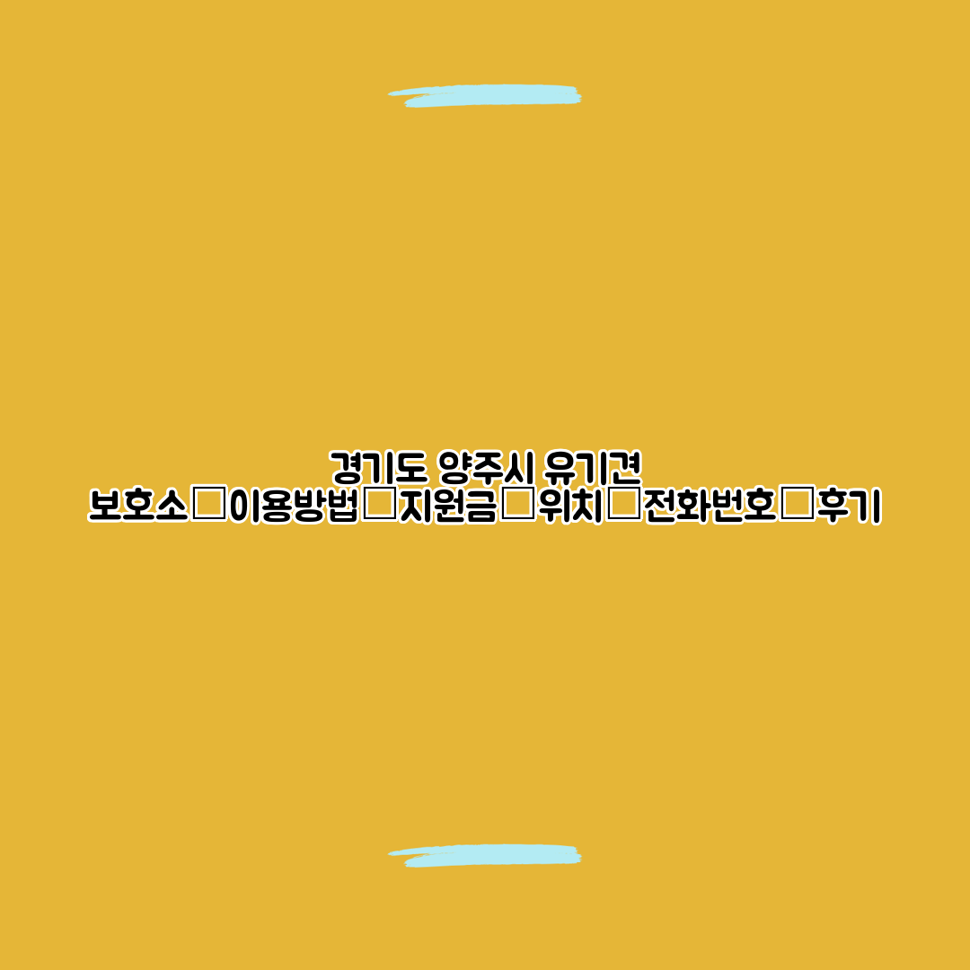 경기도 양주시 유기견 보호소┃이용방법┃지원금┃위치┃전화번호┃후기