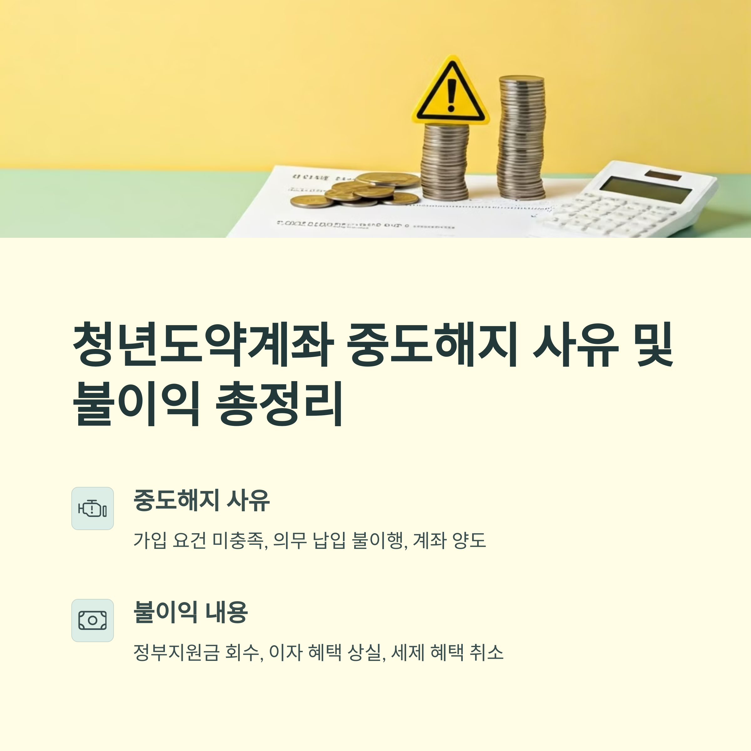 청년도약계좌 중도해지 사유 및 불이익 총정리